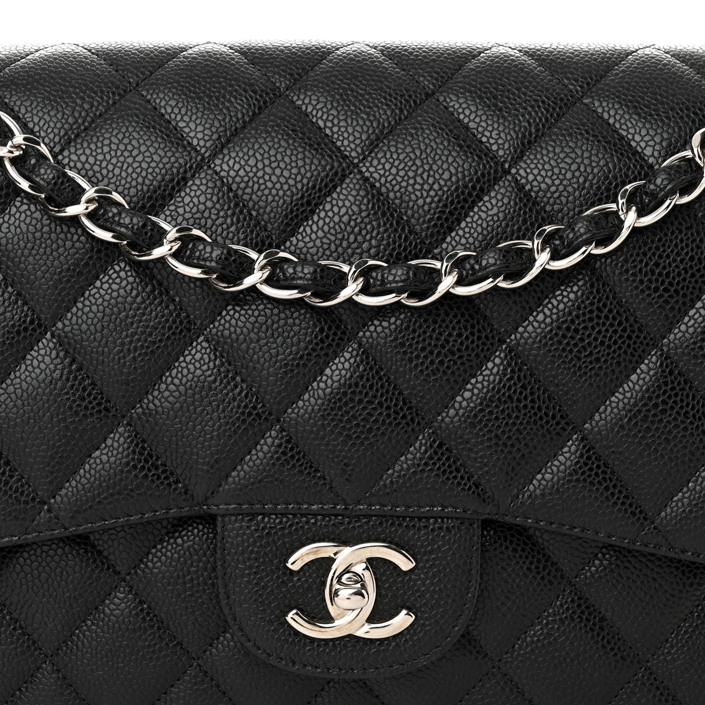 Caviar Quilted Jumbo Double Flap Black