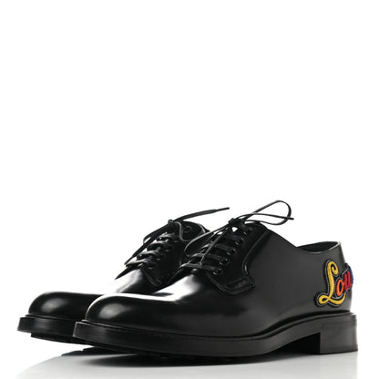 Louis Vuitton Calfskin Mens Derby Shoes 9 Black 3 of 8