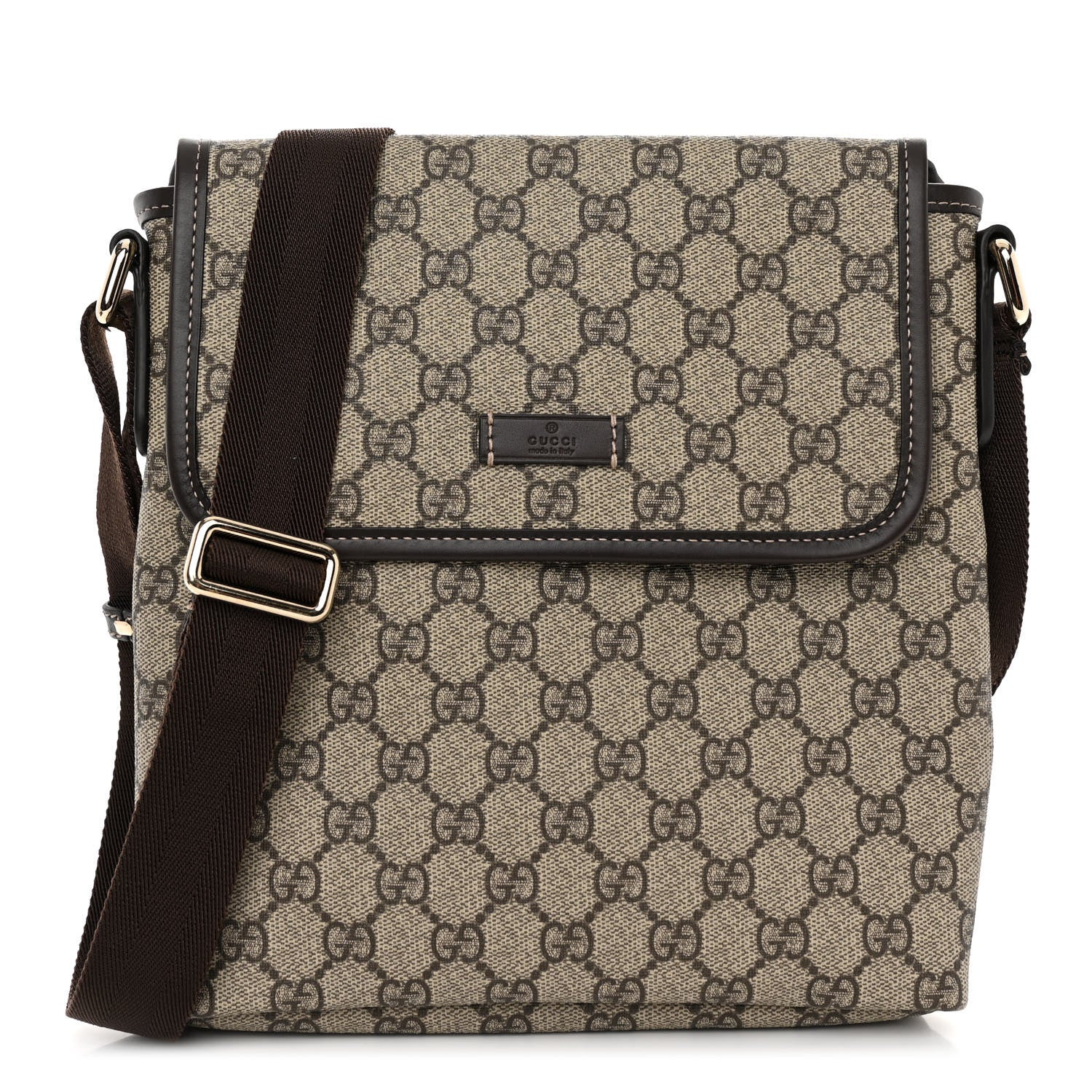 Gucci GG Plus Monogram Small Flap Messenger Bag Beige Dark Brown 1 of 10