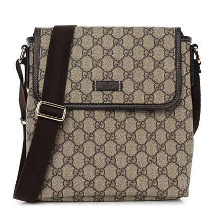 Gucci GG Plus Monogram Small Flap Messenger Bag Beige Dark Brown 1 of 10