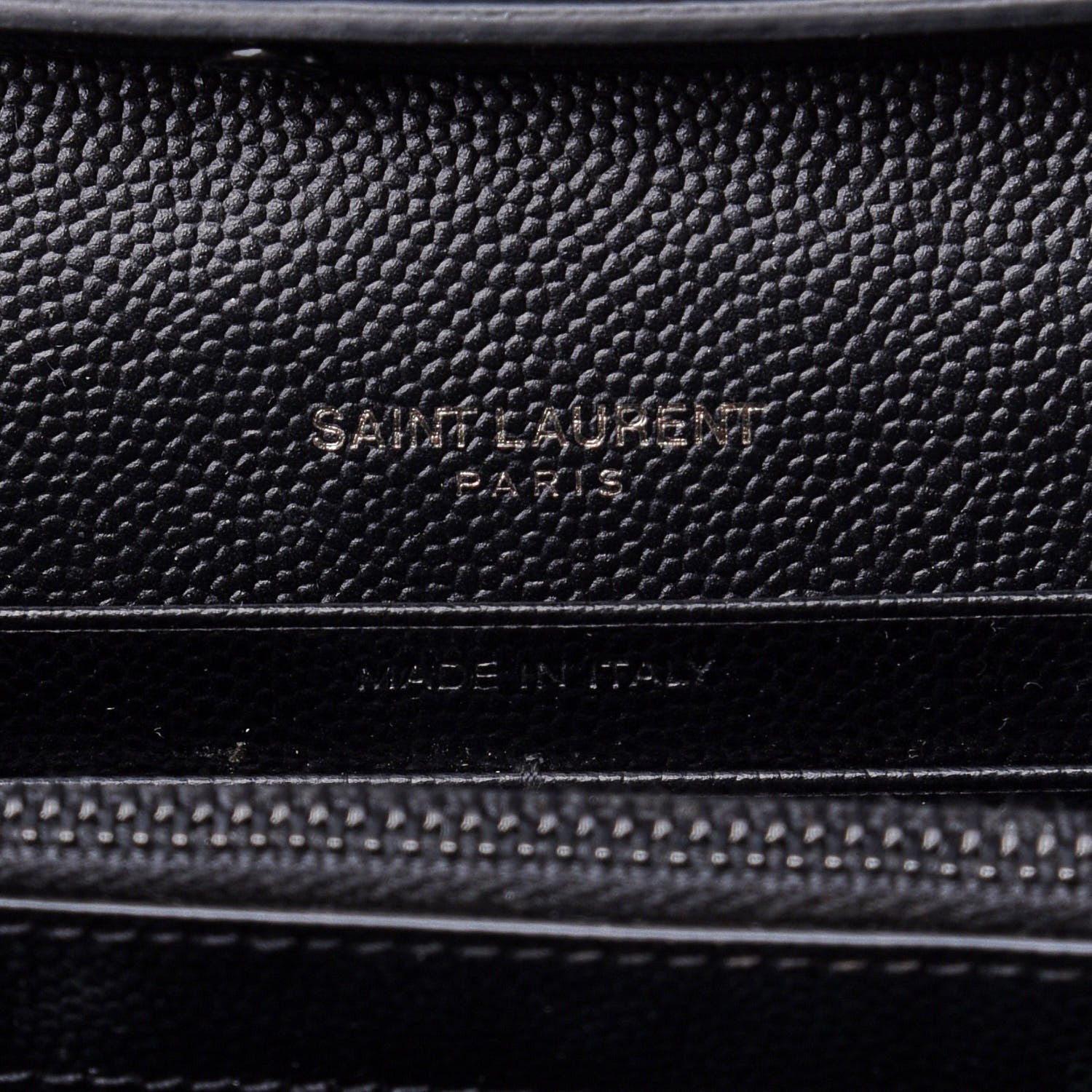 Saint Laurent Grain De Poudre Matelasse Chevron Monogram Chain Wallet Black 6 of 13