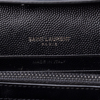 Saint Laurent Grain De Poudre Matelasse Chevron Monogram Chain Wallet Black 6 of 13