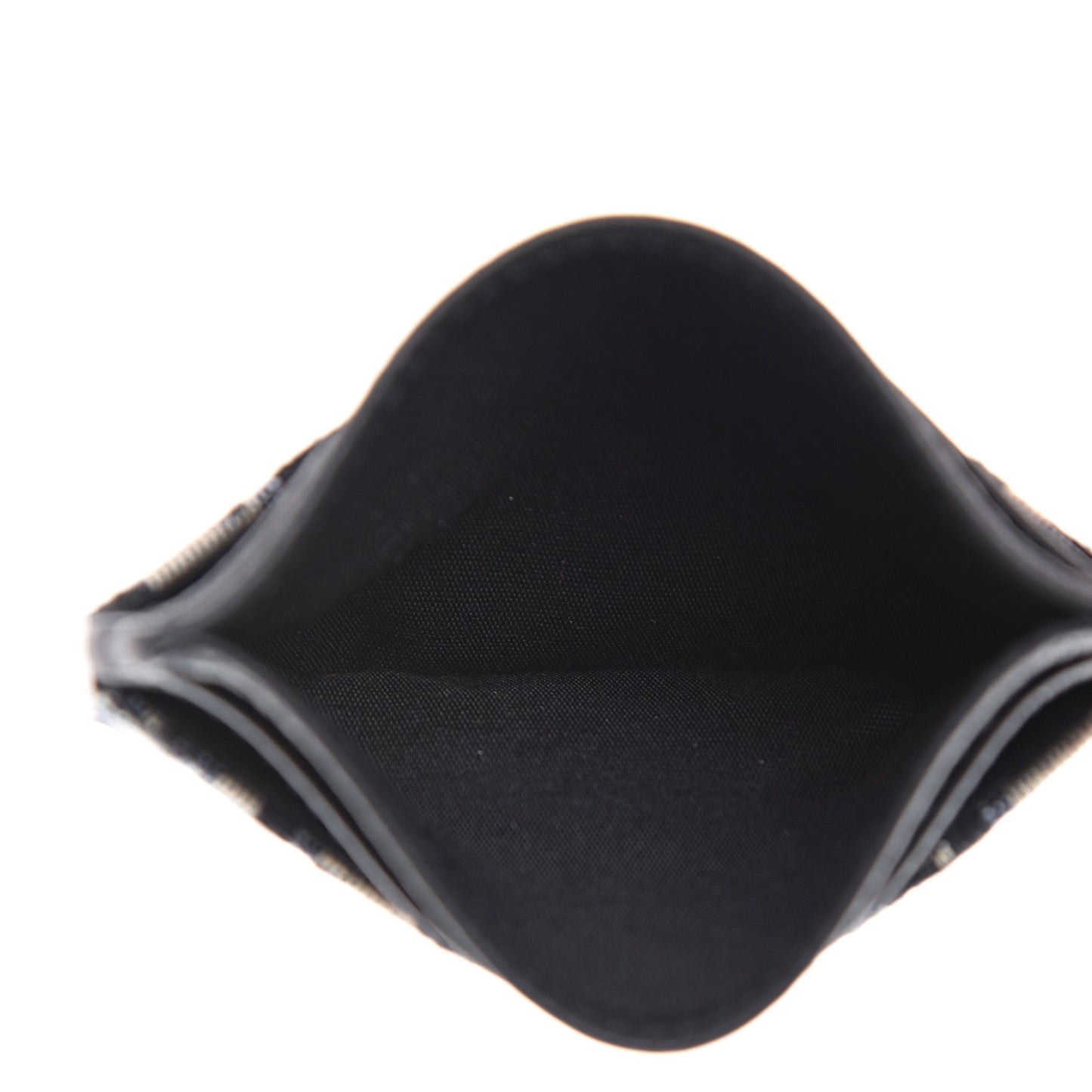 Grained Calfskin Oblique Card Holder Black