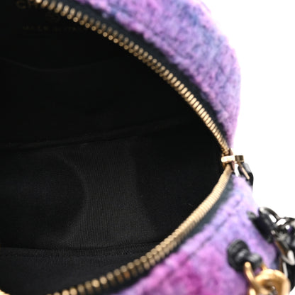 Chanel Wool Tweed Chanel 19 Round Clutch With Chain Purple Black Blue 4 of 9