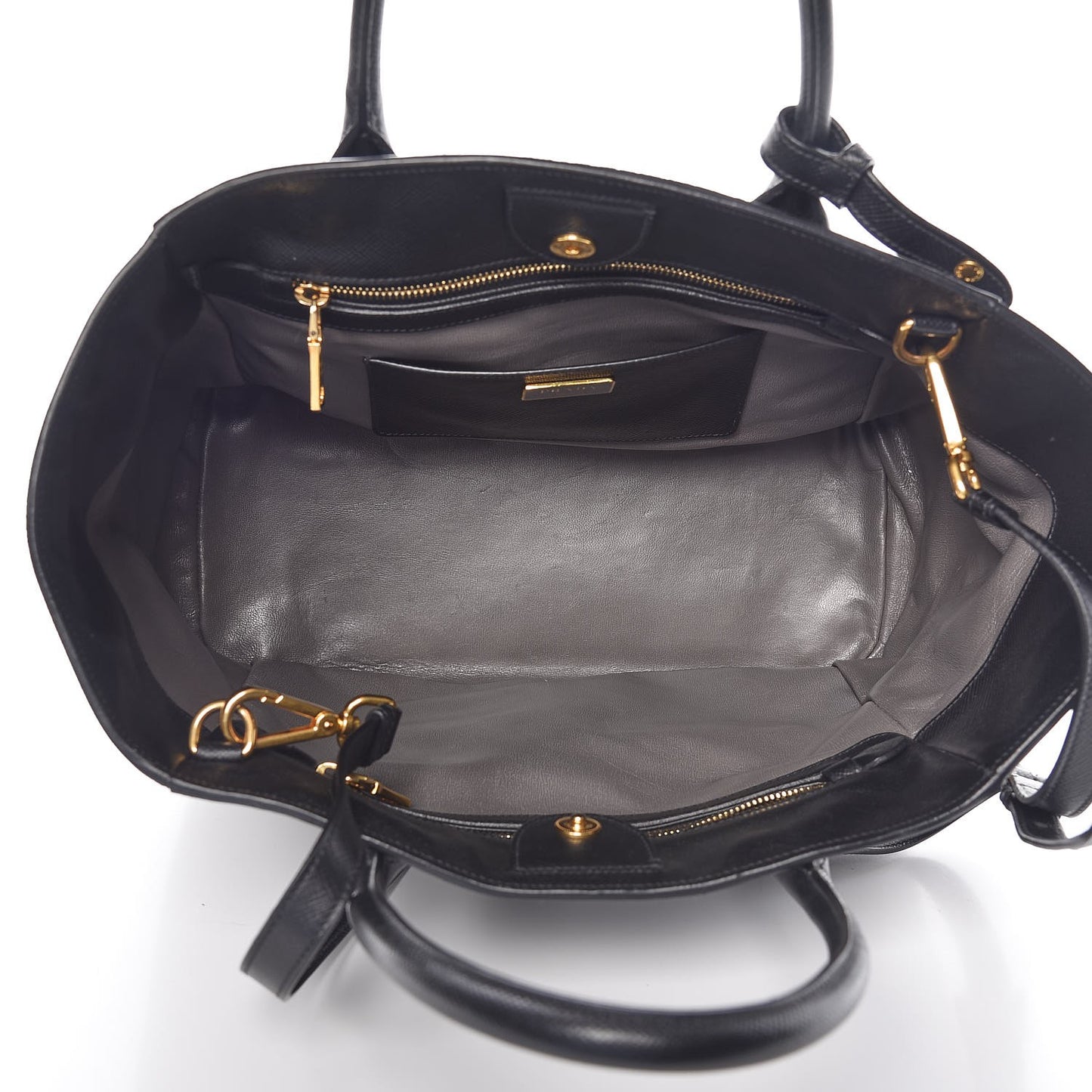 Saffiano Cuir Front Pocket Tote Black