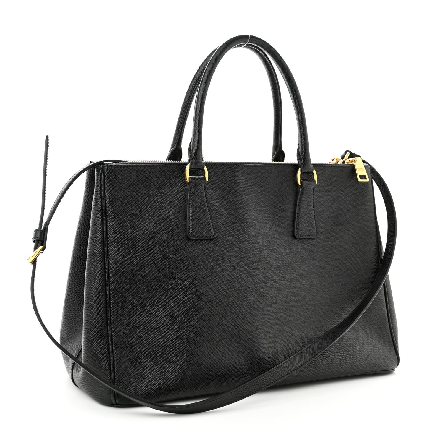 Saffiano Medium Galleria Double Zip Tote Black