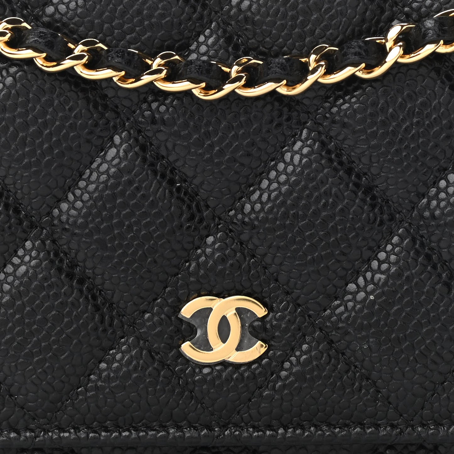 Caviar Quilted Wallet On Chain WOC Black