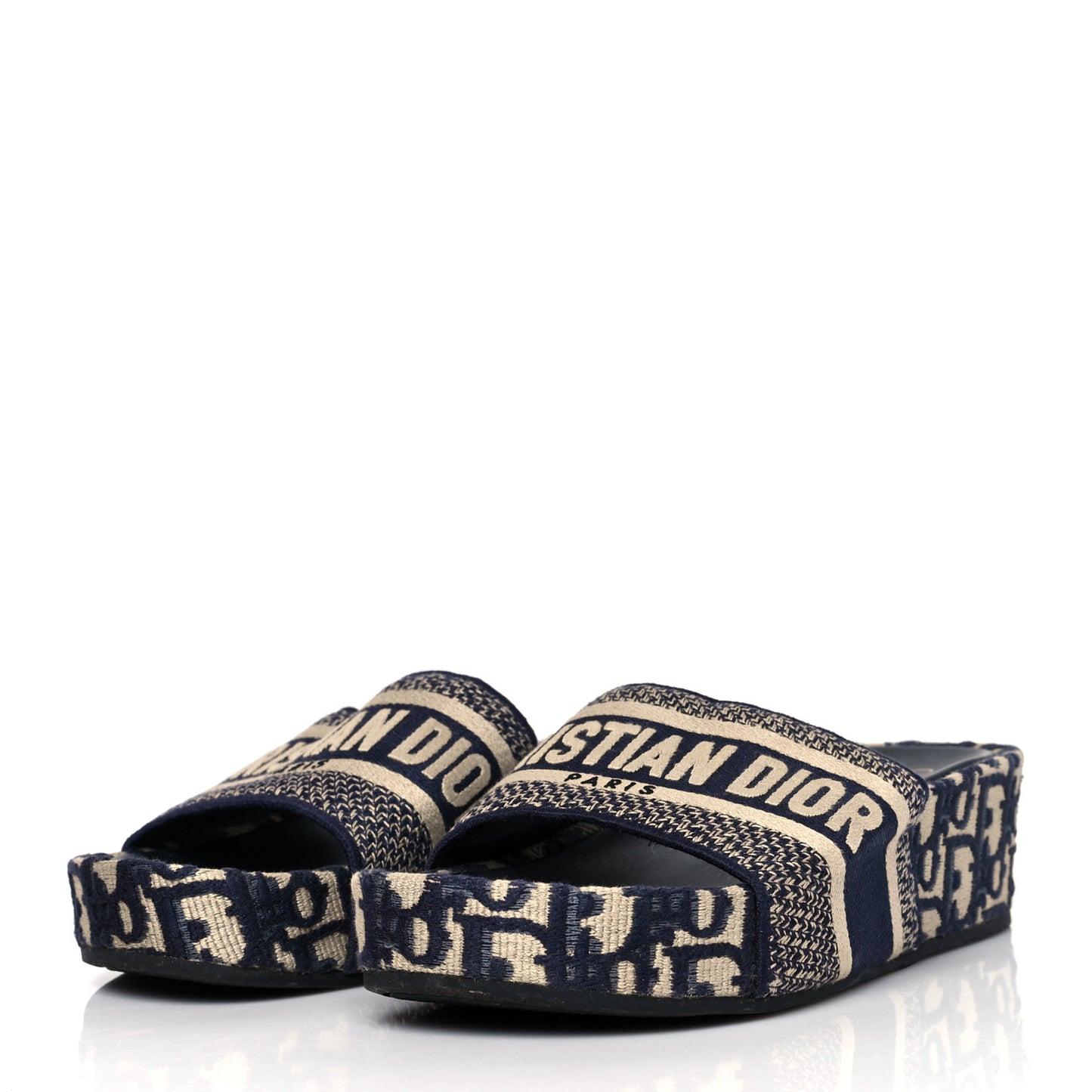 Oblique D-Way Platform Slide Sandals 39 Deep Blue