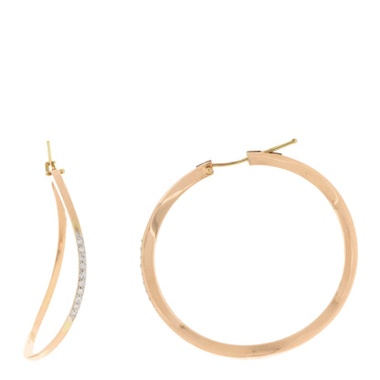 Roberto Coin 18K Rose Gold Diamond Wavy Hoop Earrings 1 of 4