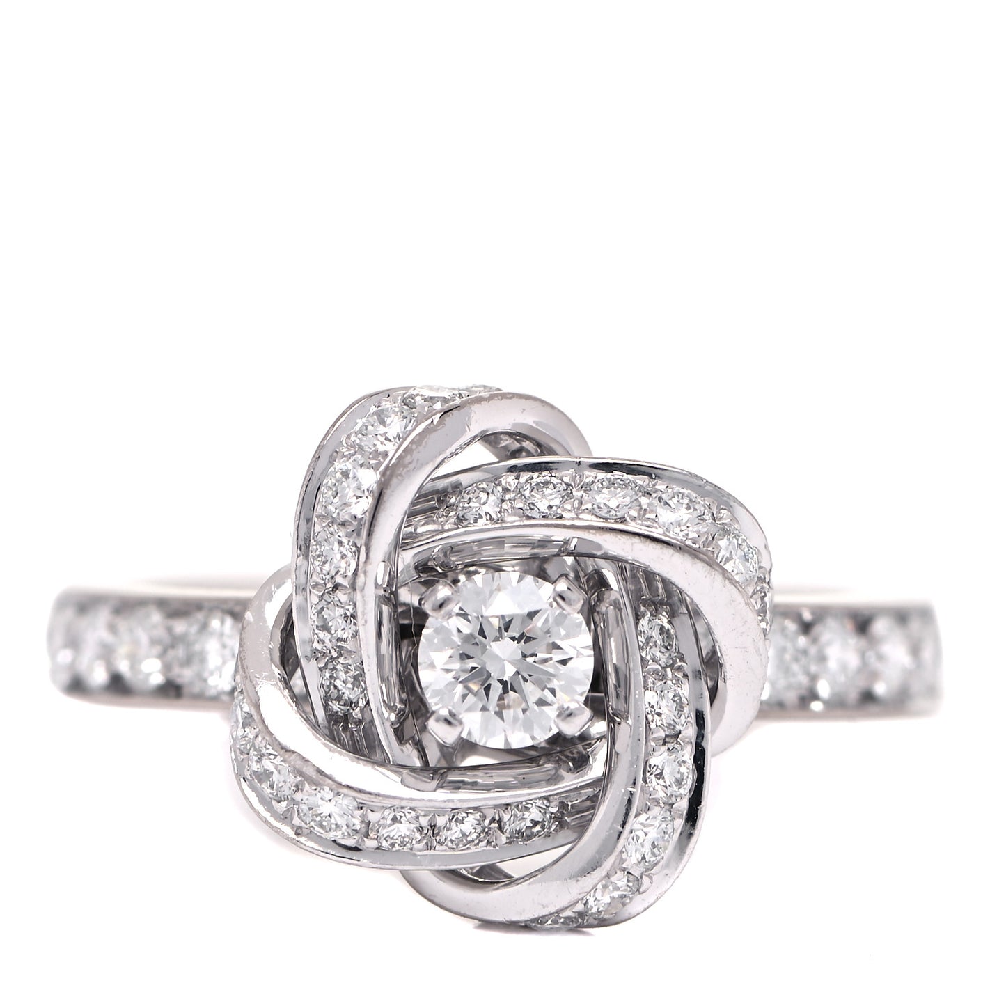 18K White Gold Diamond Pivoine Ring 50 5.25