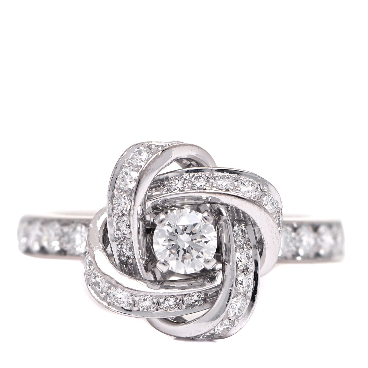 Boucheron 18K White Gold Diamond Pivoine Ring 50 5.25 1 of 8