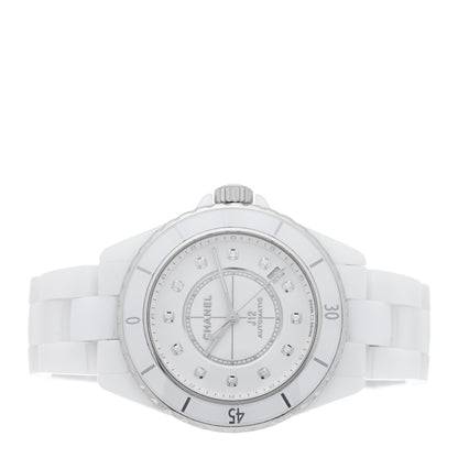 Chanel Stainless Steel Ceramic Diamond 38mm J12 Automatic Watch White 2 of 5