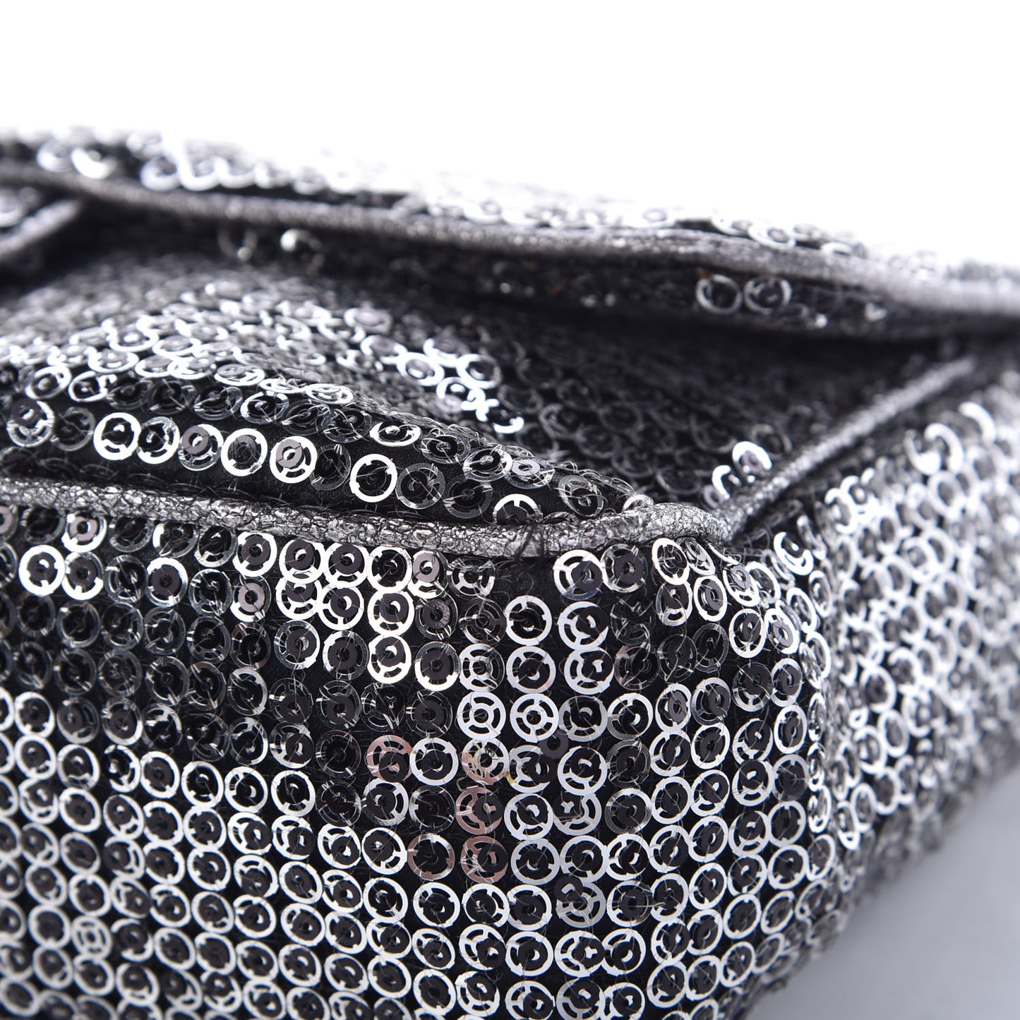 Sequin Mesh Medium Single Flap Silver