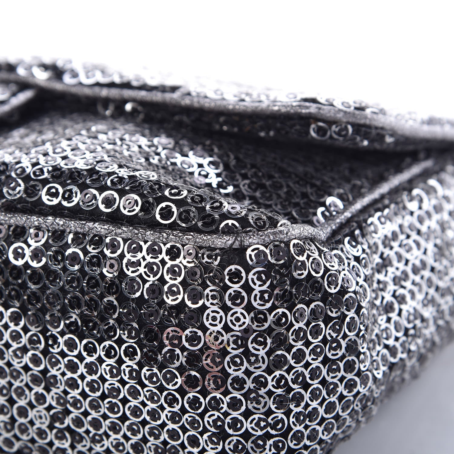 Chanel Sequin Mesh Medium Single Flap Silver 8 of 10