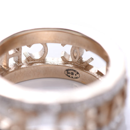 Chanel Crystal Logo Ring 7 Gold 4 of 5