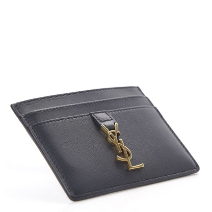Saint Laurent Calfskin Monogram Credit Card Case Deep Marine 3 of 5