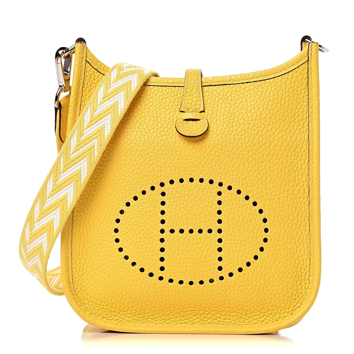 Hermes Taurillon Clemence Amazone Evelyne TPM Jaune De Naples White 1 of 11