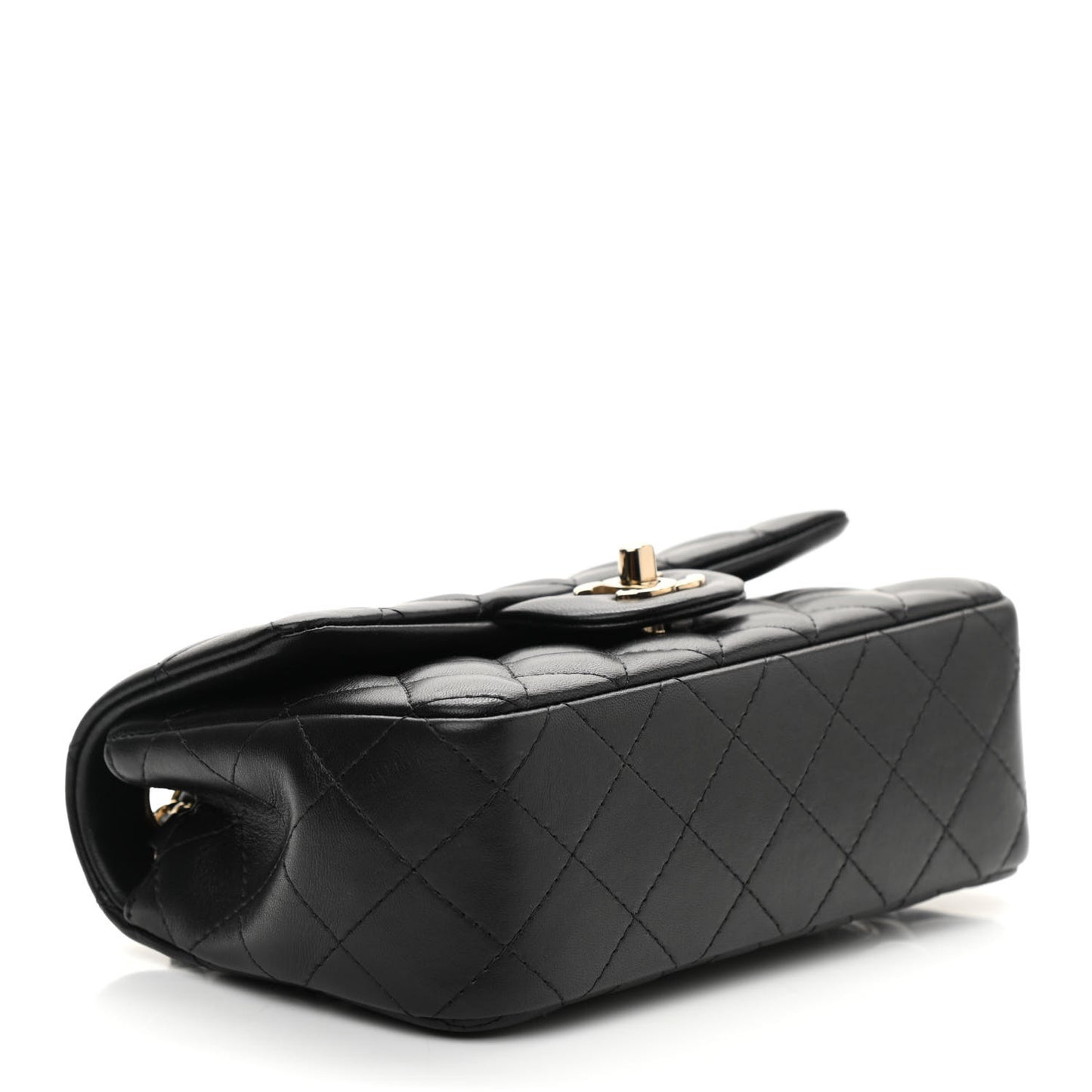 Lambskin Quilted Mini Rectangular Flap Black