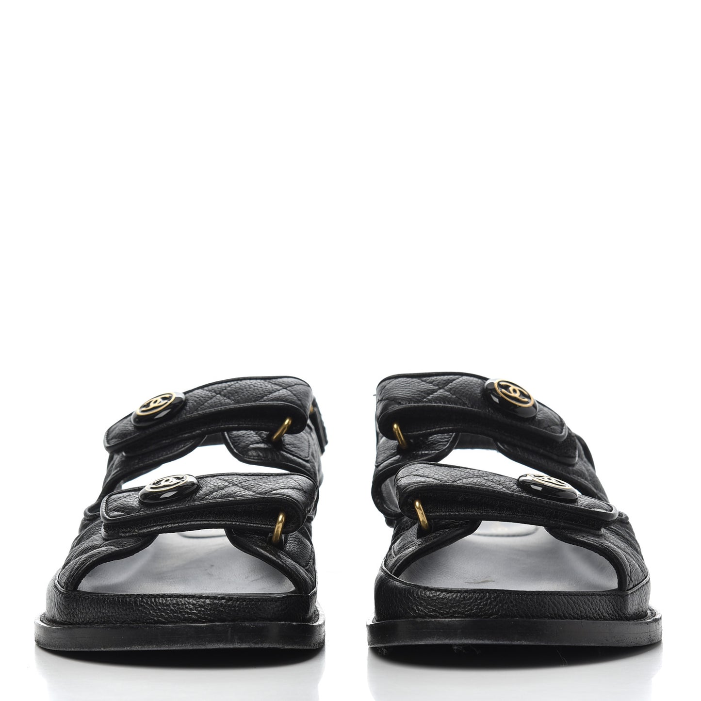Grained Calfskin Velcro Dad Sandals 38 Black