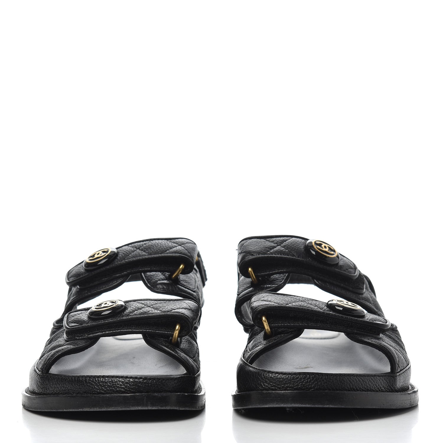 Chanel Grained Calfskin Velcro Dad Sandals 38 Black 2 of 23