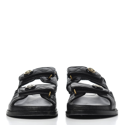 Chanel Grained Calfskin Velcro Dad Sandals 38 Black 2 of 23
