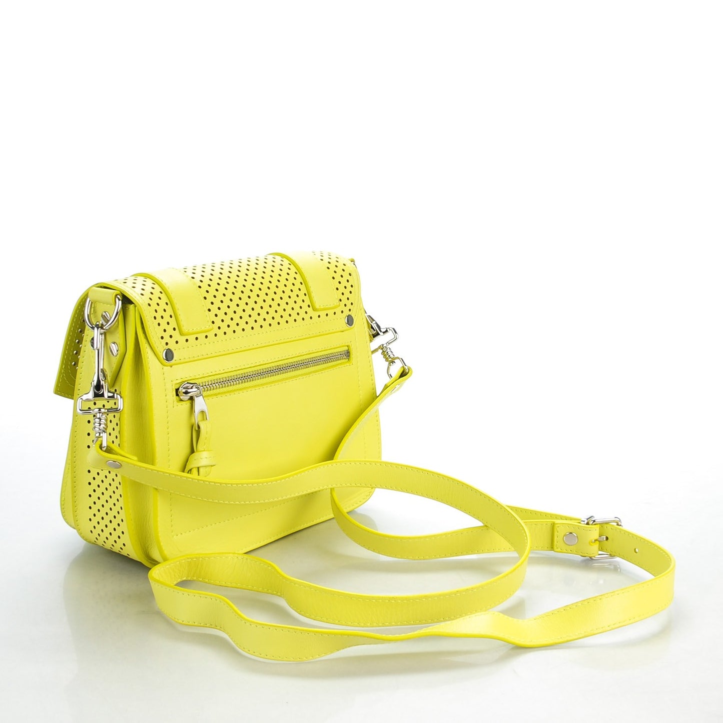 Lambskin Perforated PS1 Pouch Messenger Sulphur