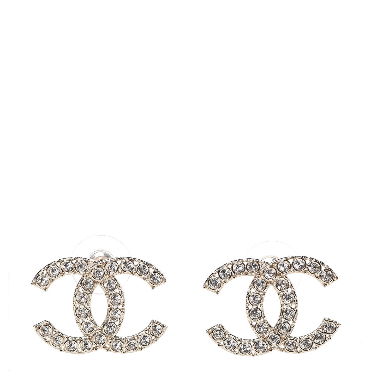 Crystal CC Large Stud Earrings Gold