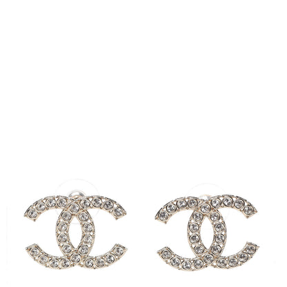 Chanel Crystal CC Large Stud Earrings Gold 1 of 4