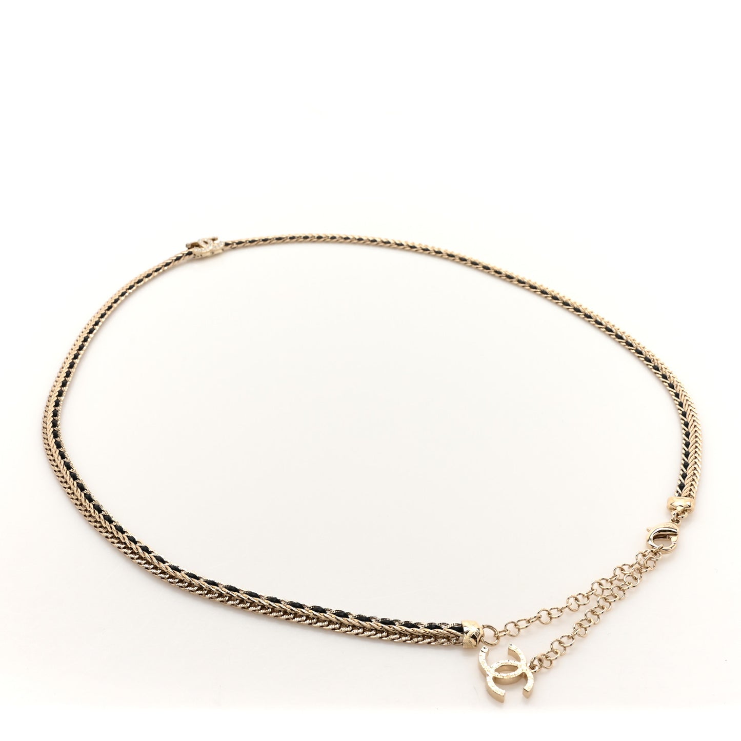 Lambskin Crystal Chain CC Fancy Belt 75 30 Gold Black