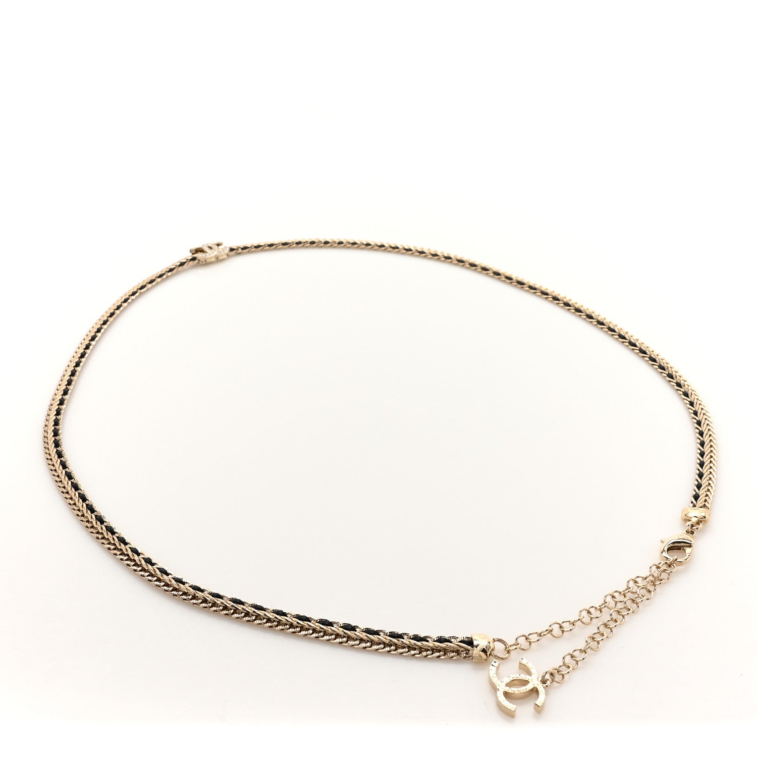 Chanel Lambskin Crystal Chain CC Fancy Belt 75 30 Gold Black 2 of 4