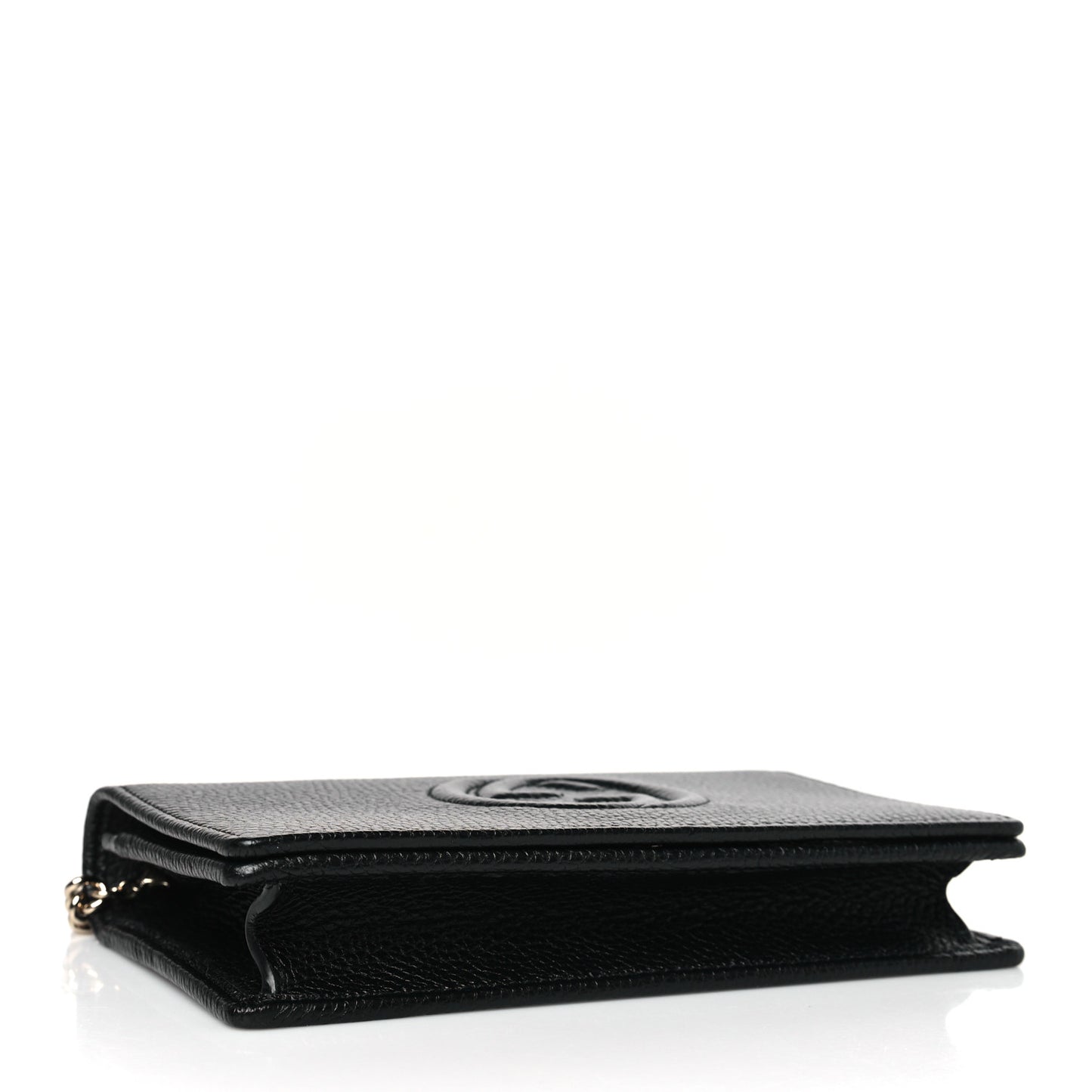 Pebbled Calfskin Soho Wallet On Chain Black