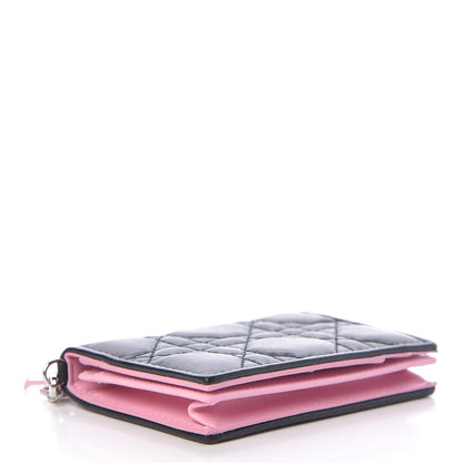 Christian Dior Lambskin Cannage Bi-Color Small Lady Dior Flap Card Holder Black Pink 4 of 8