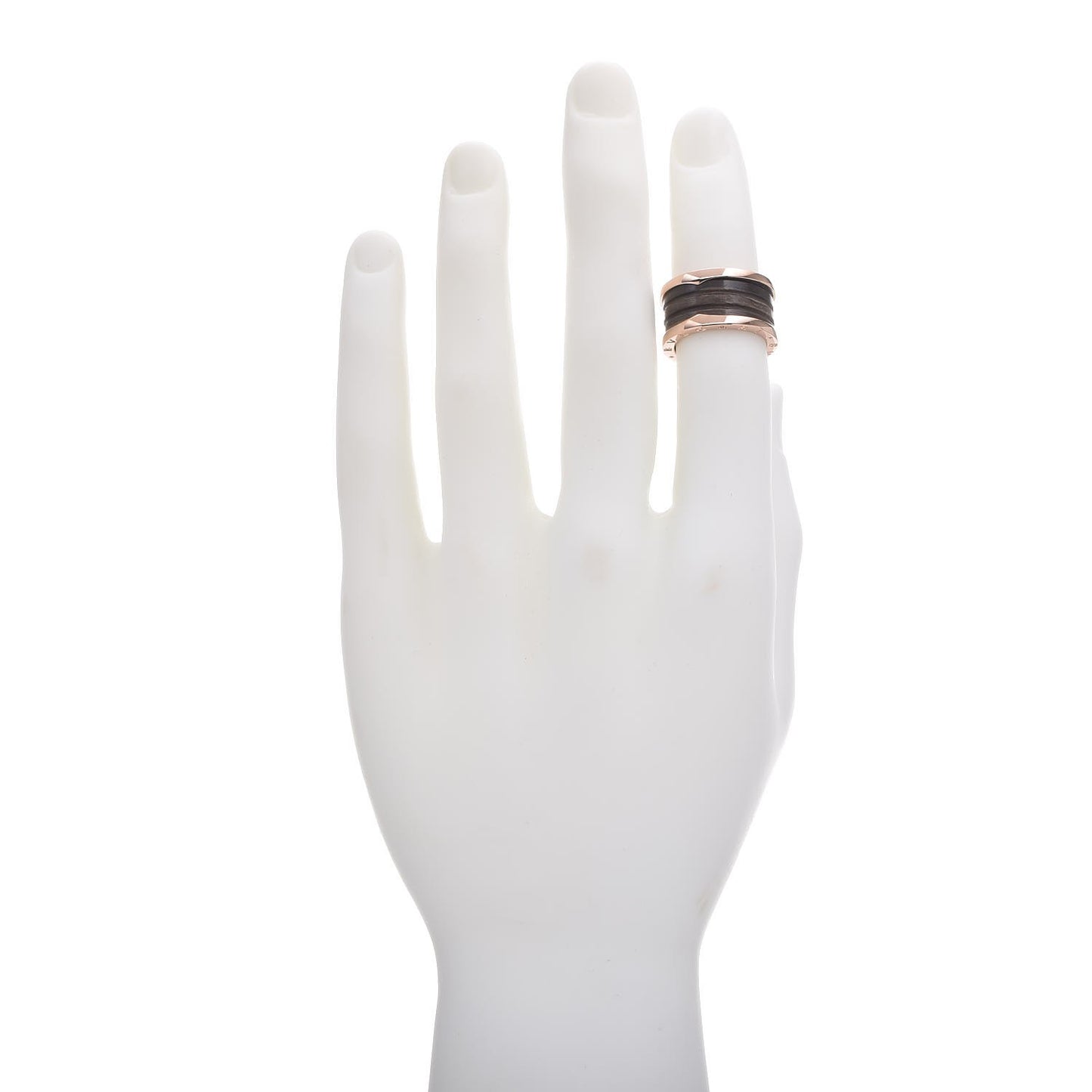 18K Rose Gold Brown Marble B.Zero1 4 Band Ring 56 7.5