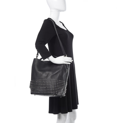 Burberry Calfskin Studded Medium Susanna Hobo Black 2 of 11
