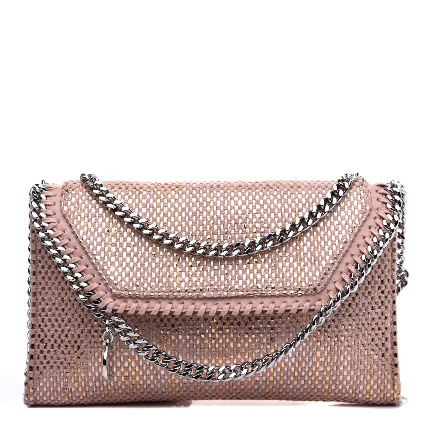 Stella McCartney Metallic Woven Raffia Falabella Mini Crossbody Pink 1 of 11