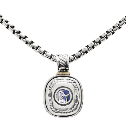 David Yurman Sterling Silver 14K Yellow Gold Iolite 10mm Albion Pendant Necklace 4 of 6