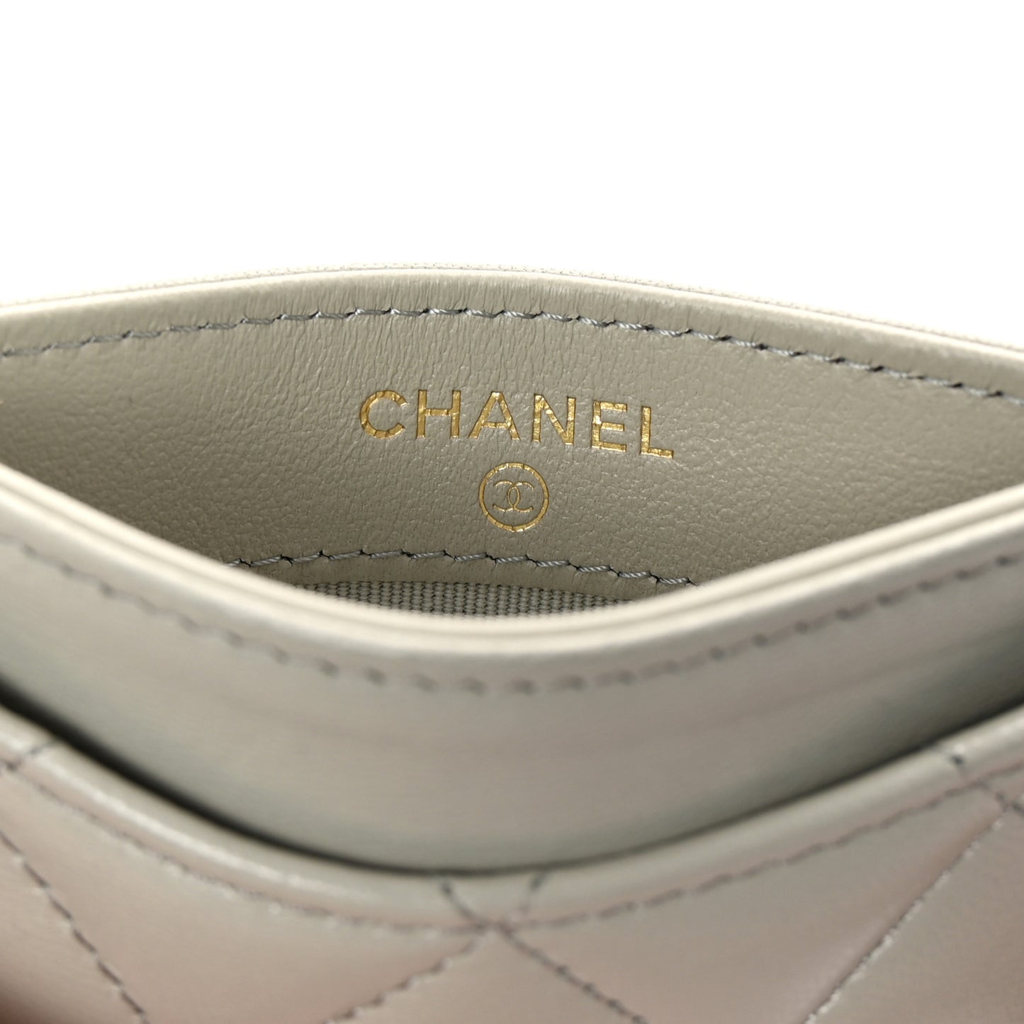 Lambskin Quilted Card Holder Grey