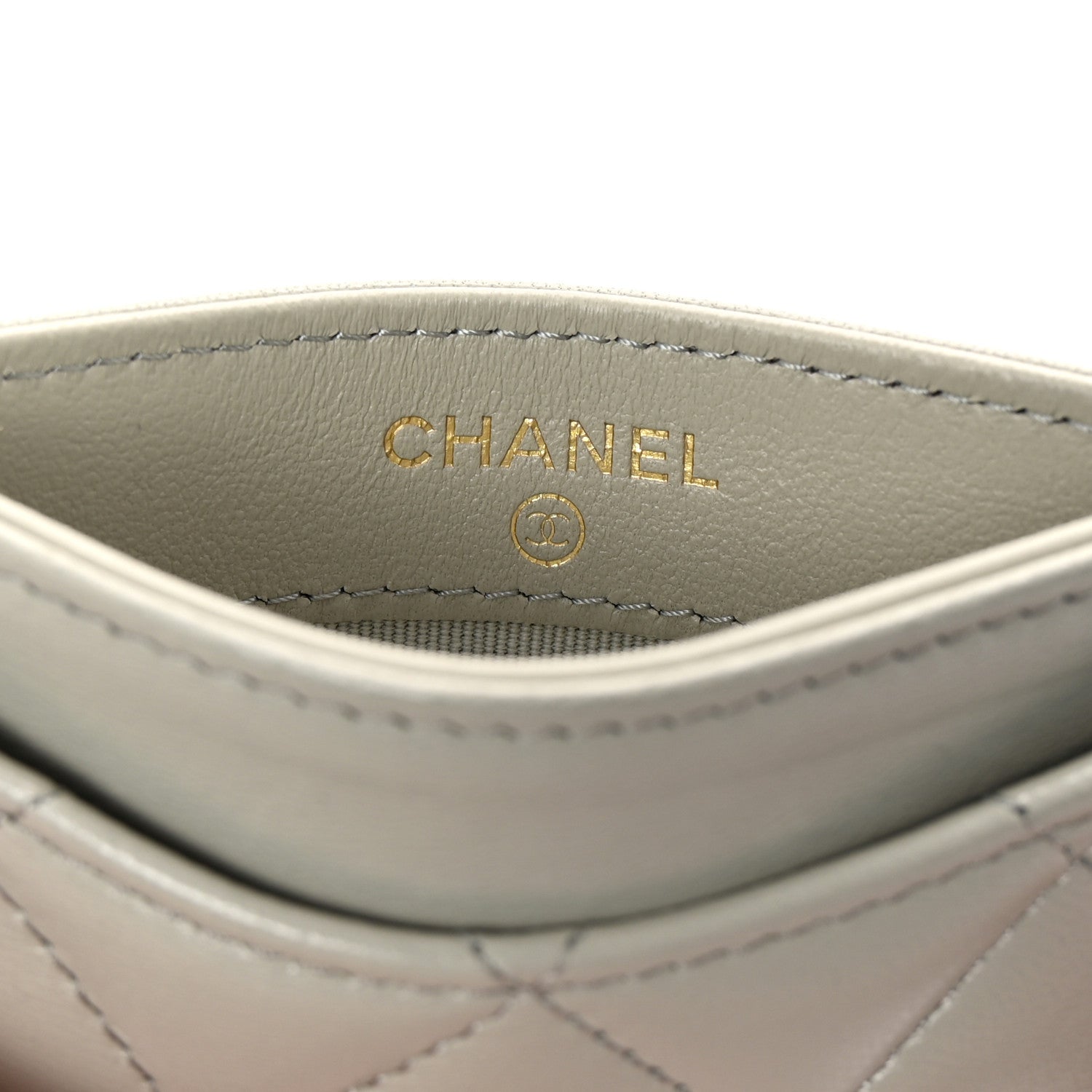 Chanel Lambskin Quilted Card Holder Grey 6 of 9