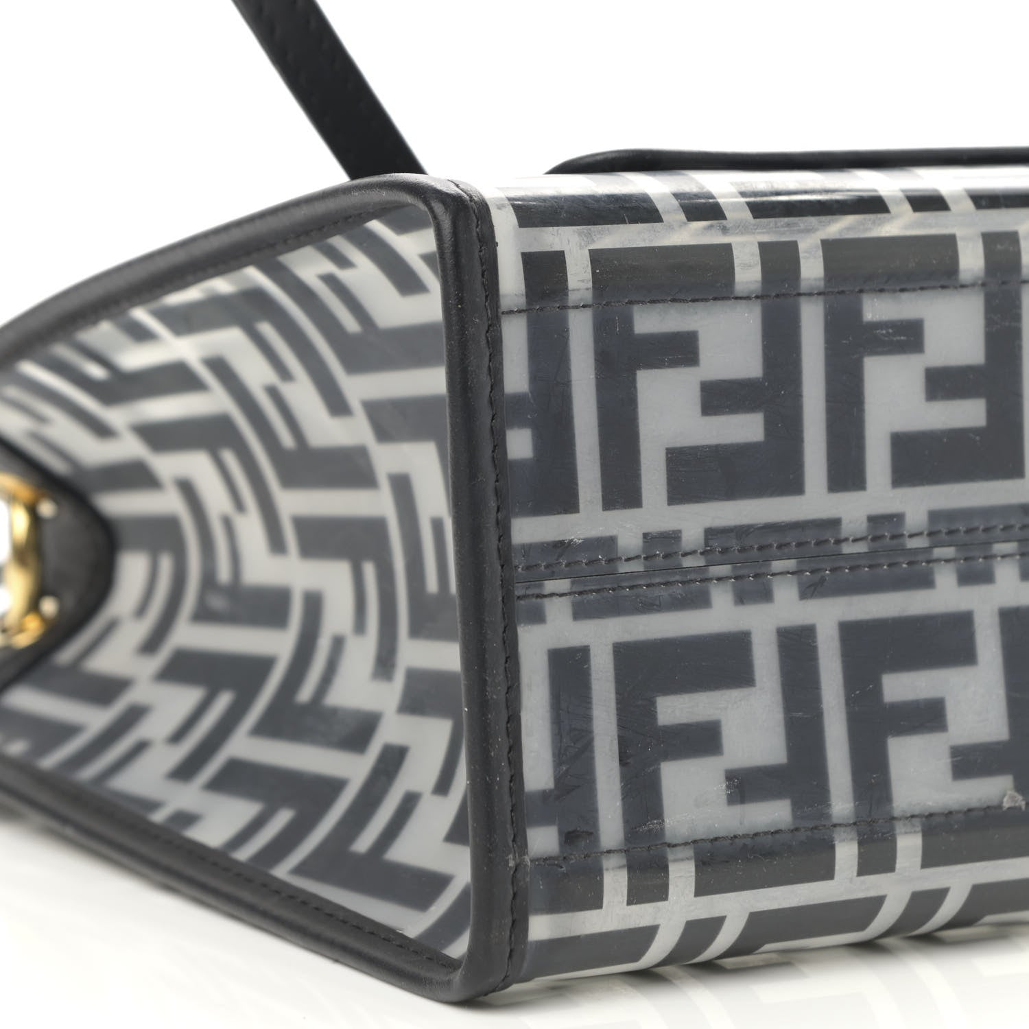 Fendi TPU FF Vitello Century Plexiglass Small Runaway Shopper Tote Black 9 of 12