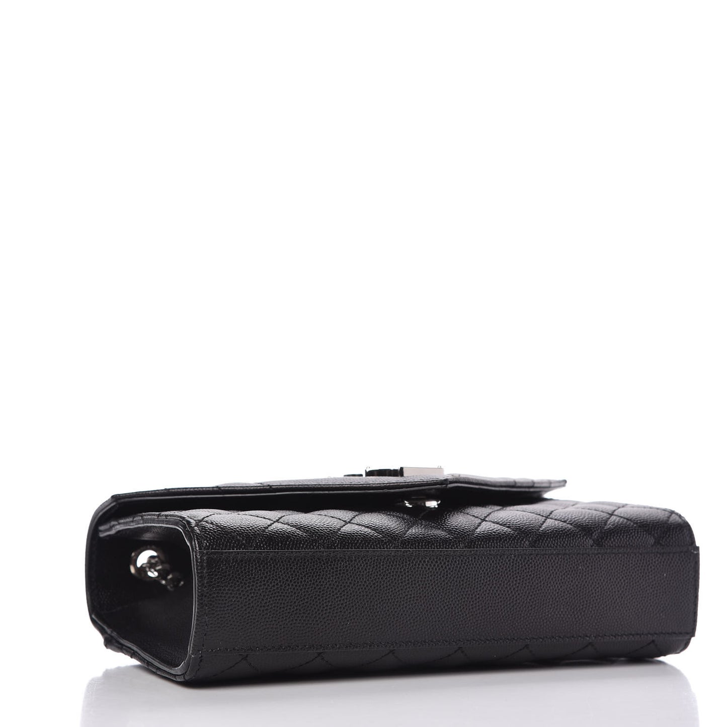 Grain De Poudre Textured Mixed Matelasse Triquilt Small Monogram Satchel Black