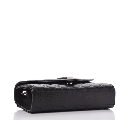 Saint Laurent Grain De Poudre Textured Mixed Matelasse Triquilt Small Monogram Satchel Black 4 of 10