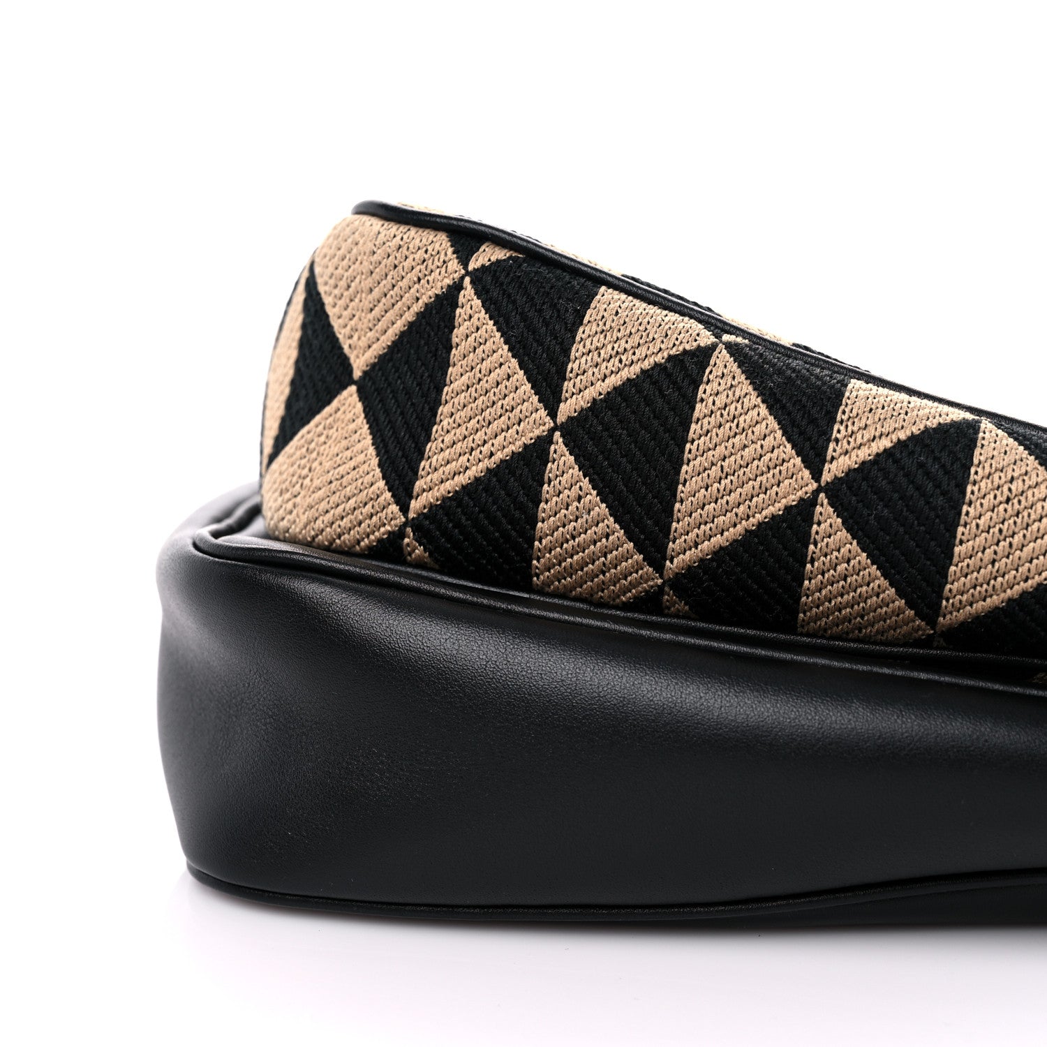 Prada Jacquard Calfskin Triangolo Symbole Embroidered Mini Triangle Double Bag Black Corda 10 of 10