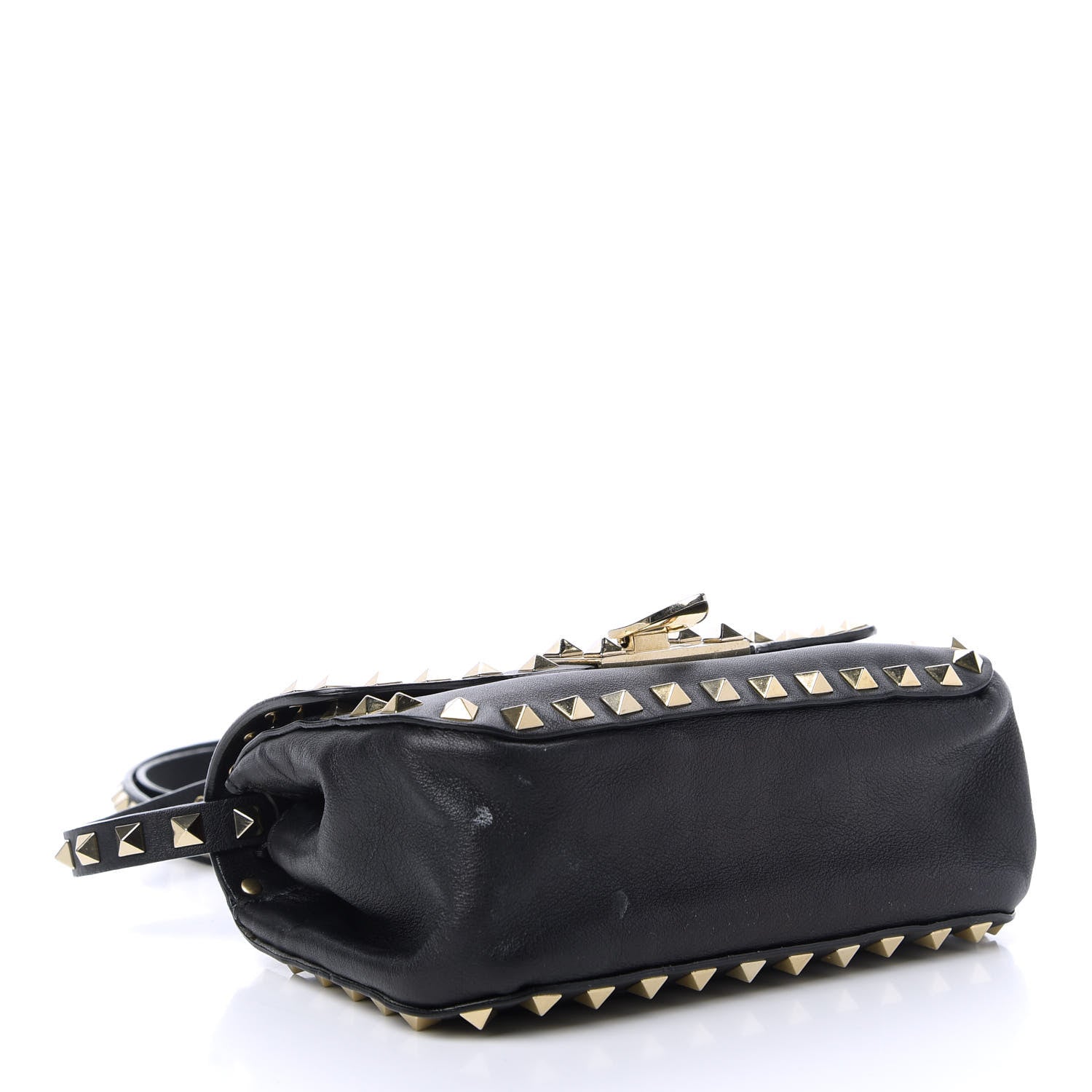 Valentino Garavani Vitello Mini Rockstud Flap Saddle Crossbody Bag Black 4 of 11