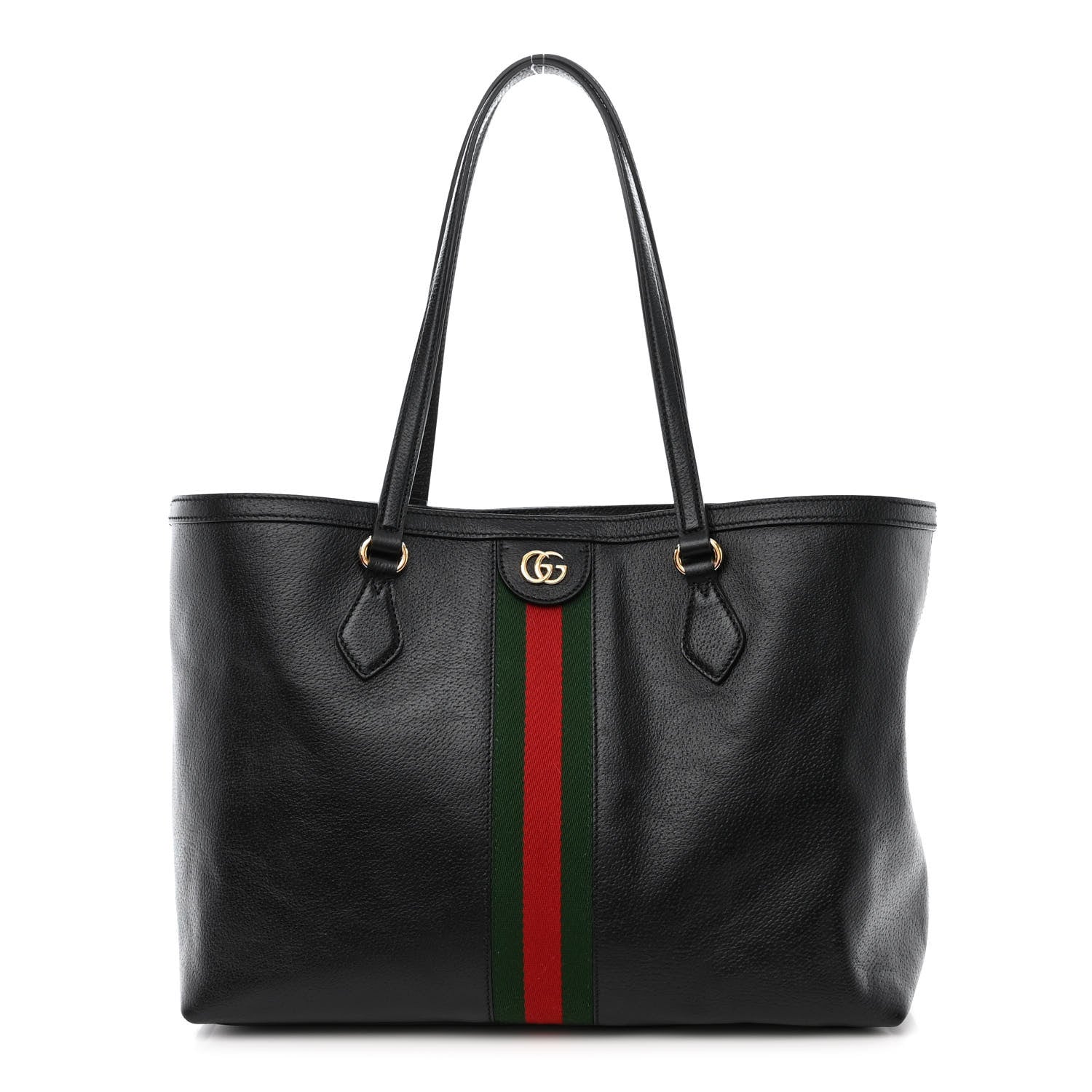 Gucci Textured Calfskin Web Medium Ophidia Shopping Tote Black 1 of 11