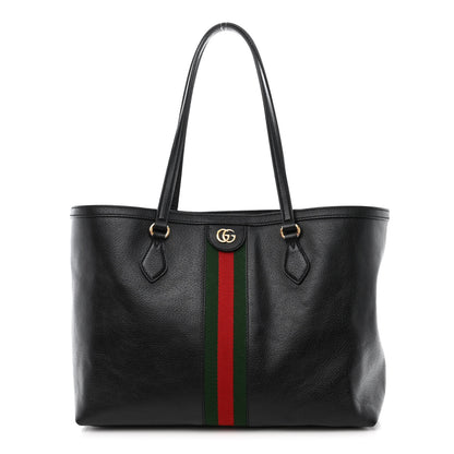 Gucci Textured Calfskin Web Medium Ophidia Shopping Tote Black 1 of 11