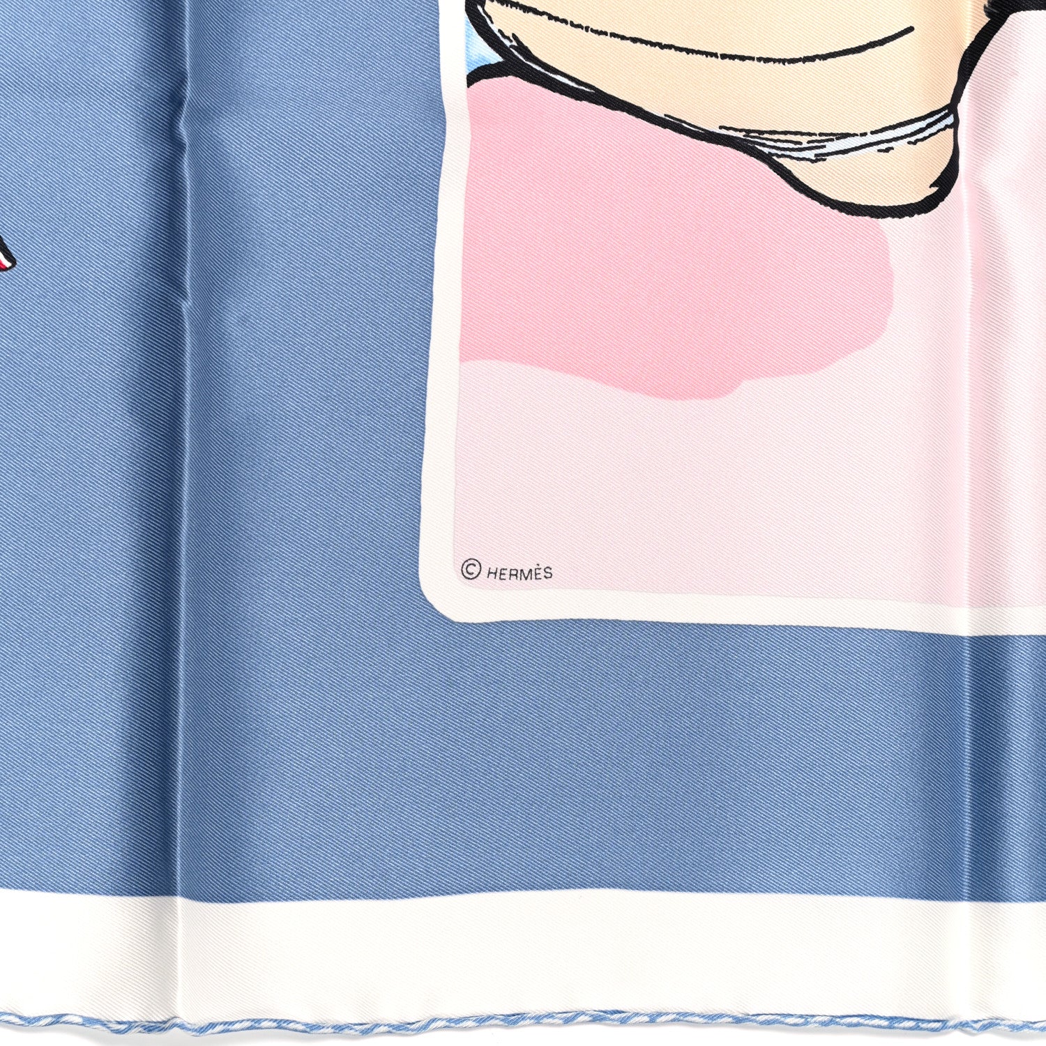 Hermes Silk Swinging Saint Germain Scarf 70 Bleu Jean Rose White 4 of 6