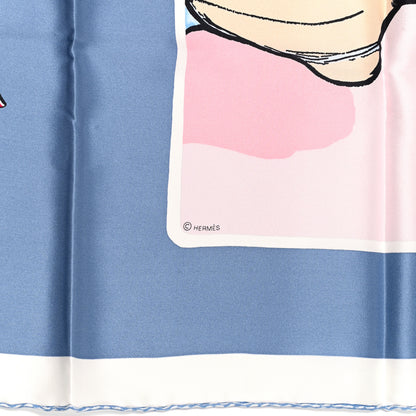 Hermes Silk Swinging Saint Germain Scarf 70 Bleu Jean Rose White 4 of 6