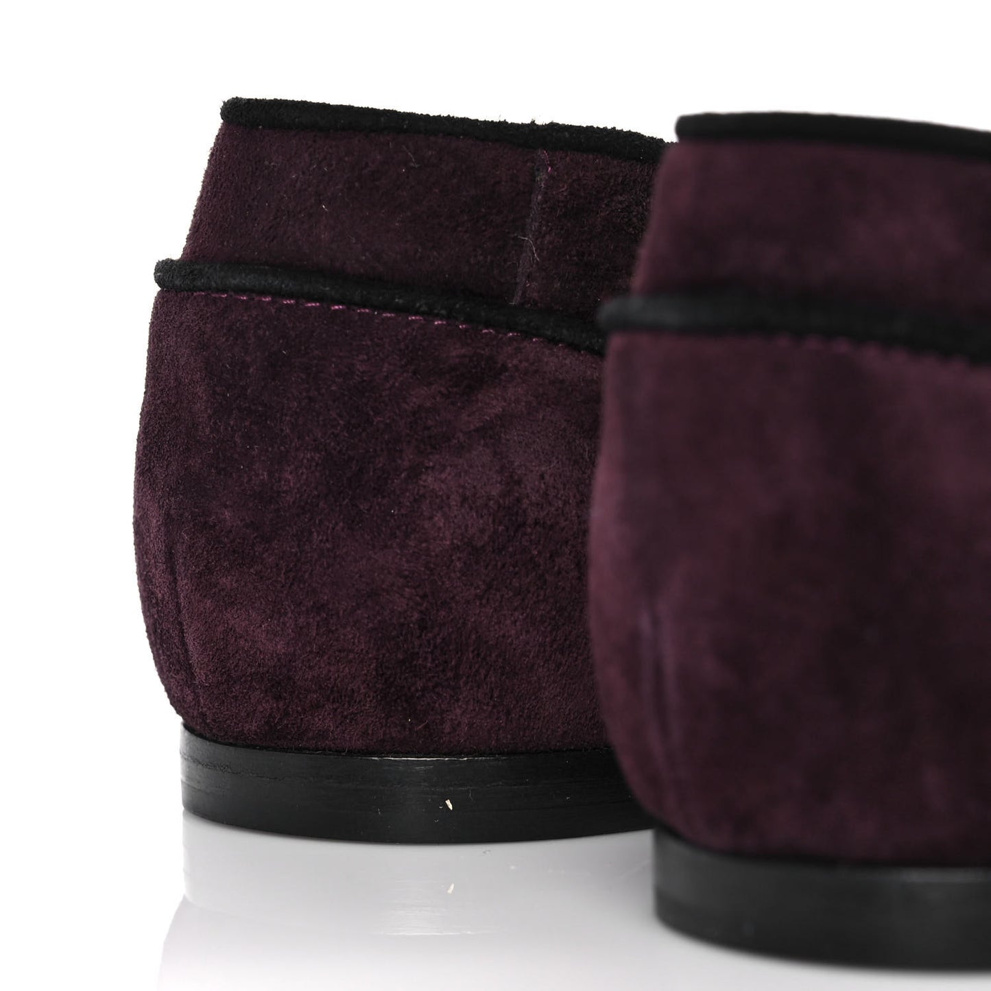 Suede Calfskin Womens Mocassin CC Flats 40.5 Burgundy