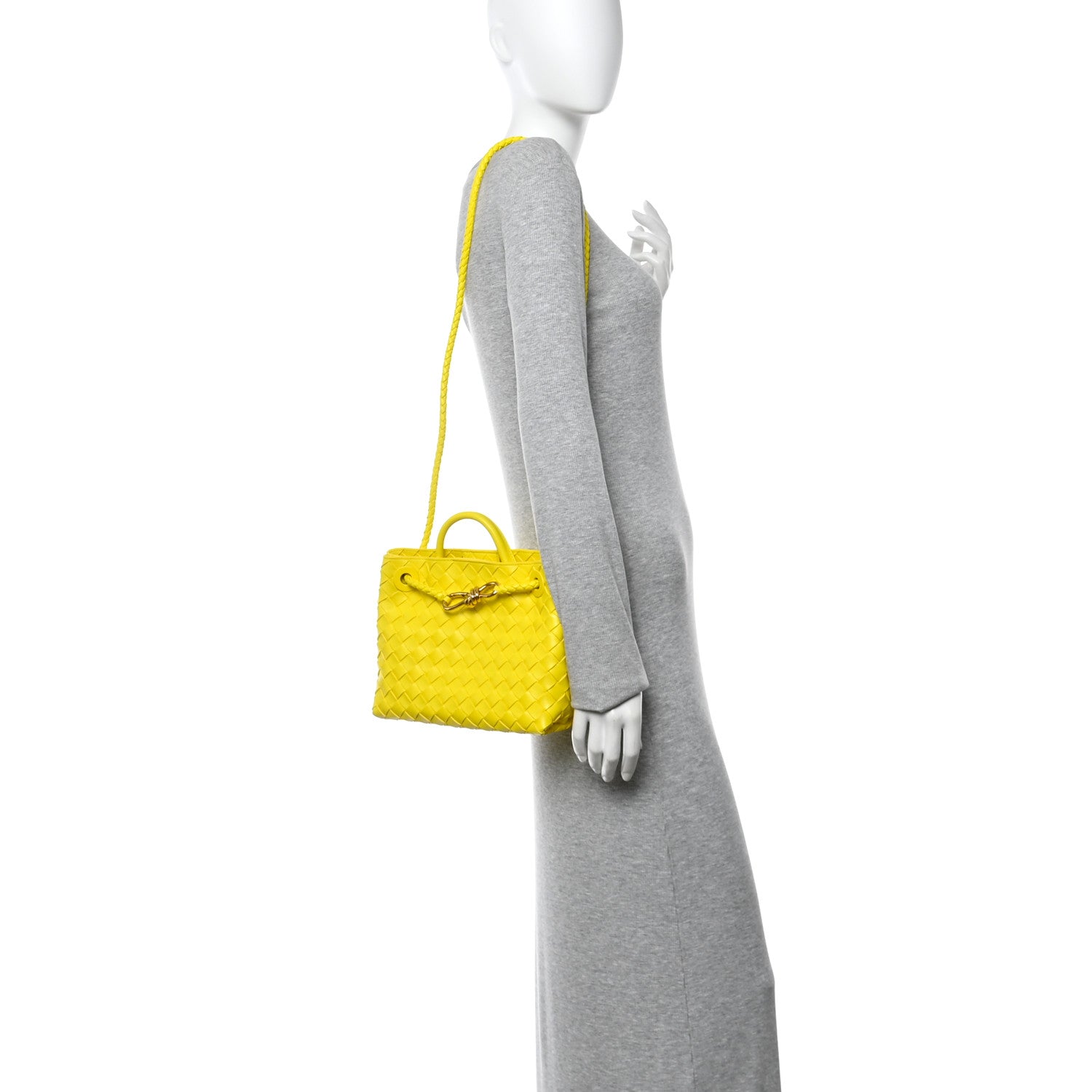 Bottega Veneta Nappa Intrecciato Small Andiamo Shoulder Bag Sulfur