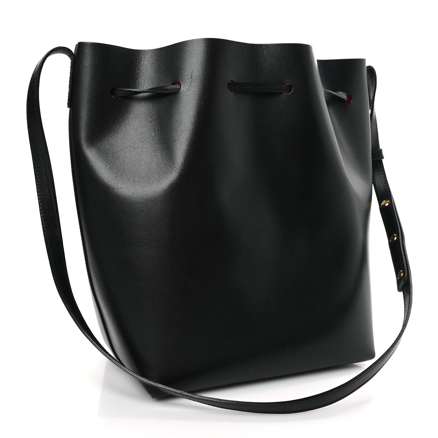 Vegetable Tanned Calfskin Bucket Bag Black Flamma
